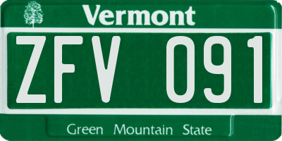 VT license plate ZFV091