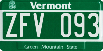 VT license plate ZFV093