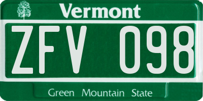VT license plate ZFV098