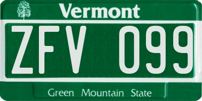 VT license plate ZFV099