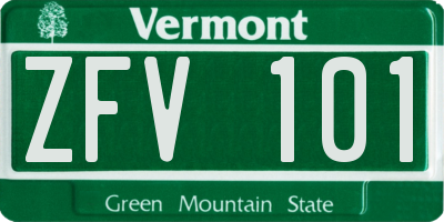VT license plate ZFV101