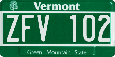 VT license plate ZFV102