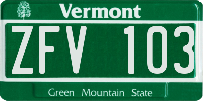 VT license plate ZFV103