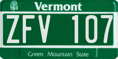 VT license plate ZFV107