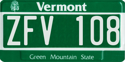 VT license plate ZFV108