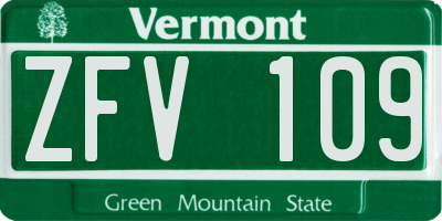 VT license plate ZFV109