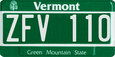 VT license plate ZFV110