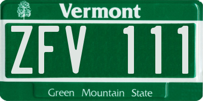 VT license plate ZFV111