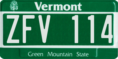 VT license plate ZFV114