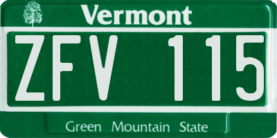 VT license plate ZFV115