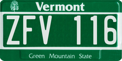 VT license plate ZFV116