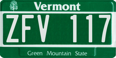 VT license plate ZFV117