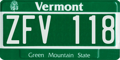VT license plate ZFV118