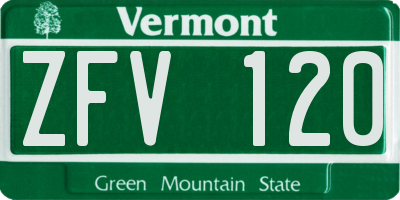 VT license plate ZFV120