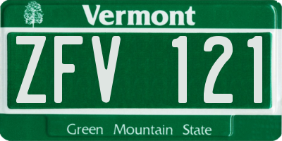 VT license plate ZFV121