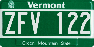VT license plate ZFV122