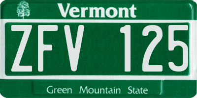 VT license plate ZFV125