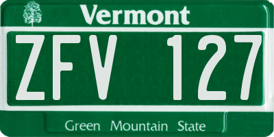 VT license plate ZFV127