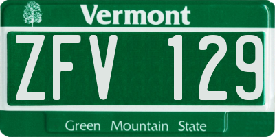 VT license plate ZFV129
