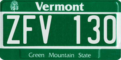 VT license plate ZFV130