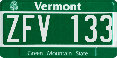VT license plate ZFV133