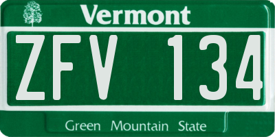 VT license plate ZFV134
