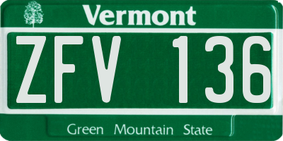 VT license plate ZFV136