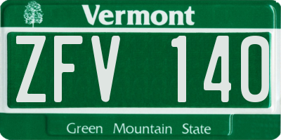VT license plate ZFV140
