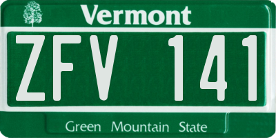 VT license plate ZFV141