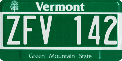 VT license plate ZFV142
