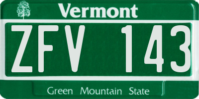 VT license plate ZFV143
