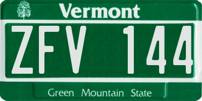 VT license plate ZFV144