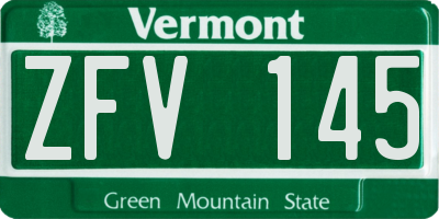 VT license plate ZFV145