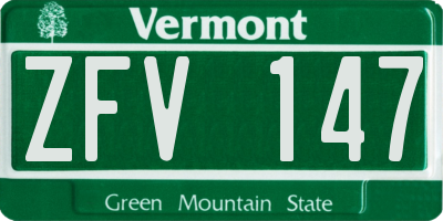 VT license plate ZFV147