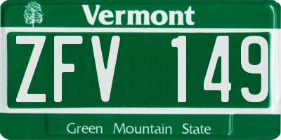 VT license plate ZFV149