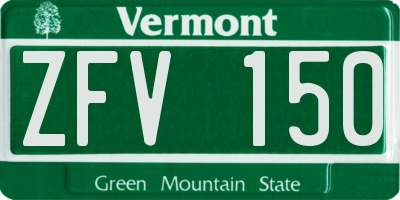 VT license plate ZFV150