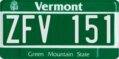 VT license plate ZFV151