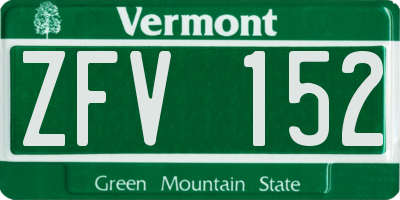 VT license plate ZFV152