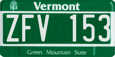 VT license plate ZFV153