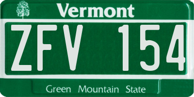 VT license plate ZFV154