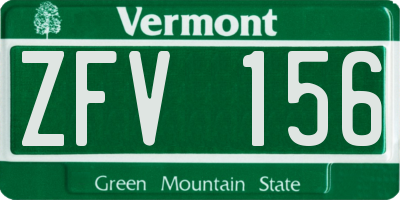 VT license plate ZFV156