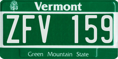 VT license plate ZFV159