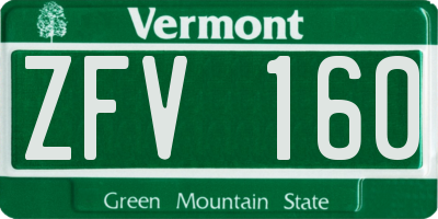 VT license plate ZFV160