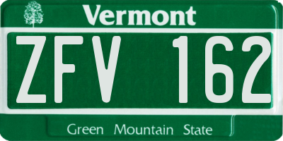VT license plate ZFV162