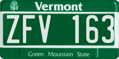 VT license plate ZFV163