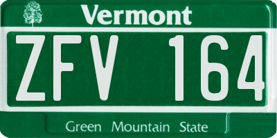 VT license plate ZFV164