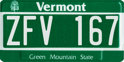 VT license plate ZFV167