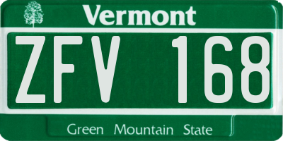VT license plate ZFV168