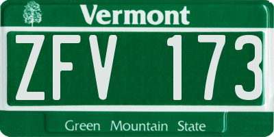 VT license plate ZFV173