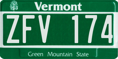 VT license plate ZFV174